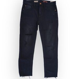 Anthropologie Pilcro The Heritage Boyfriend black distressed jeans sz 24 petite